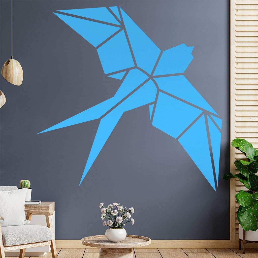 Papierfalten Vogel M2 Wandtattoo Wandaufkleber Wall Sticker - Dekoration, Küche, Wohnzimmer, Schlafzimmer, Badezimmer