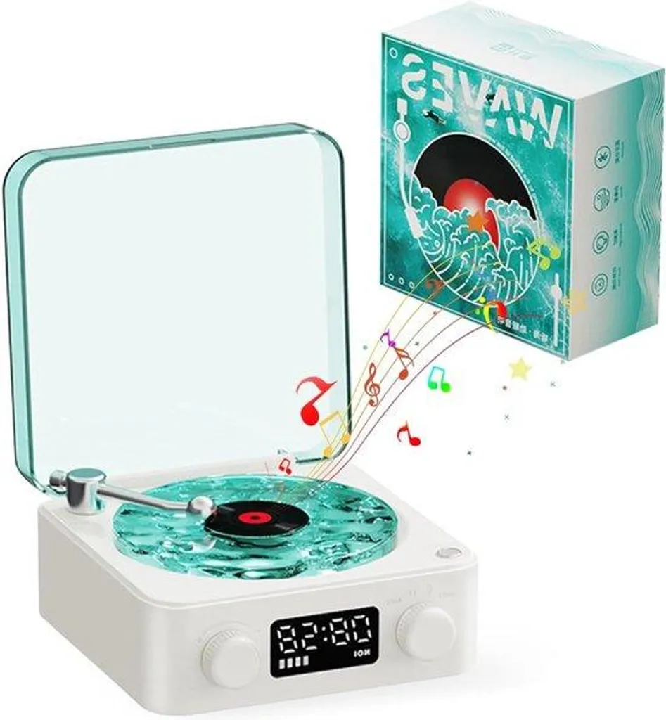 Tourne-disque portable avec haut-parleurs intégrés et éclairage LED V1