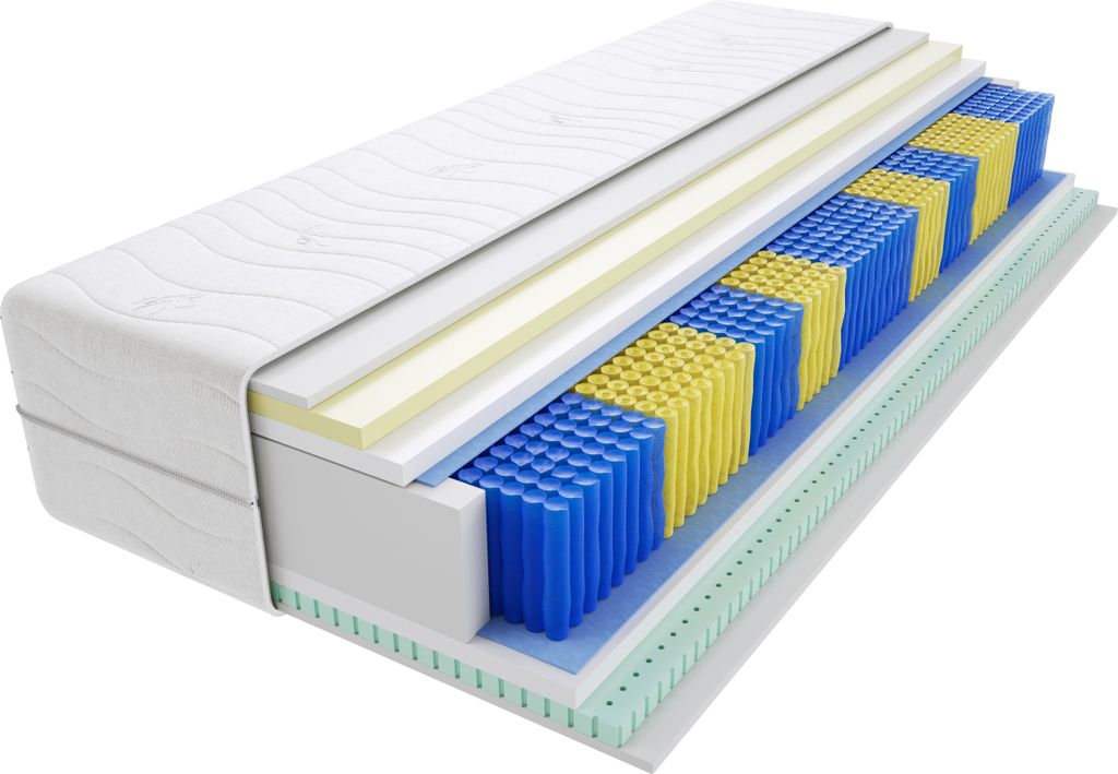 Matratze 190x205 cm Doppelmatratze, H3 Mittelfest Federkernmatratze, Taschenfederkernmatratze 21 cm Hoch Latex Visco Memory Hypoallergene, HR-Schau...