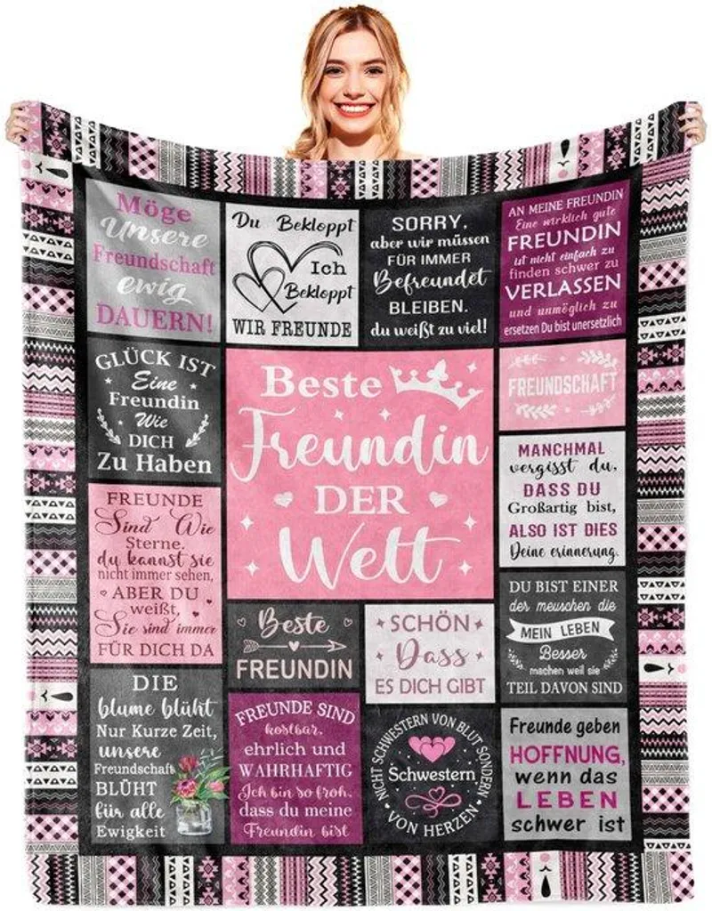 Couverture douillette meilleure amie 150x130cm : Idée cadeau original