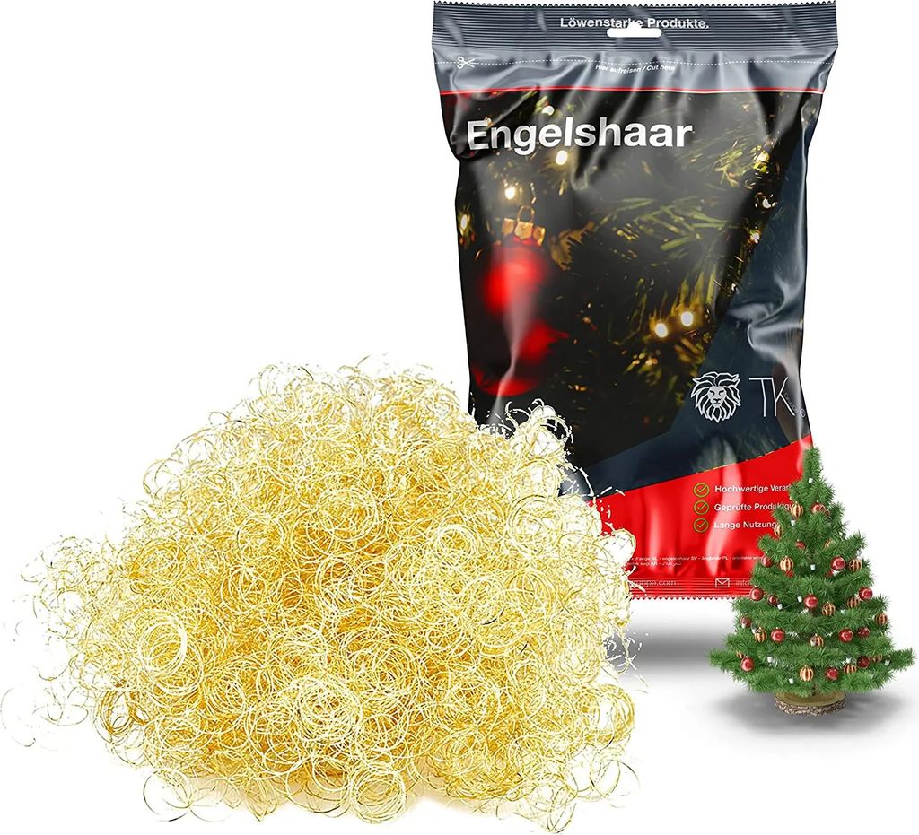 Lametta Engelshaar Feenhaar gelockt Lametta gold für Produktbild 