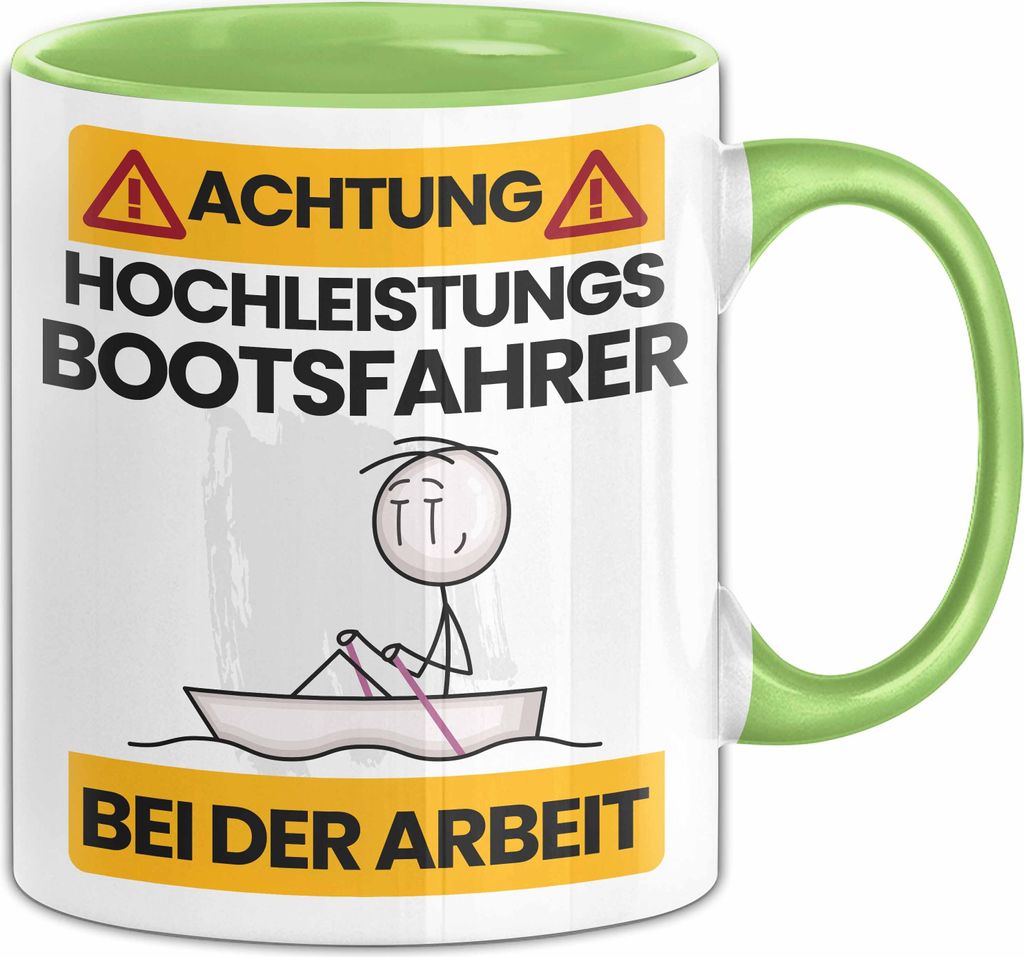 Bootsfahrer Tasse Geschenk Lustiger Spruch Geschenkidee für Bootsfahrer Achtung Hochleistungs Bootsfahrer Bei Der Arbeit (Grün)