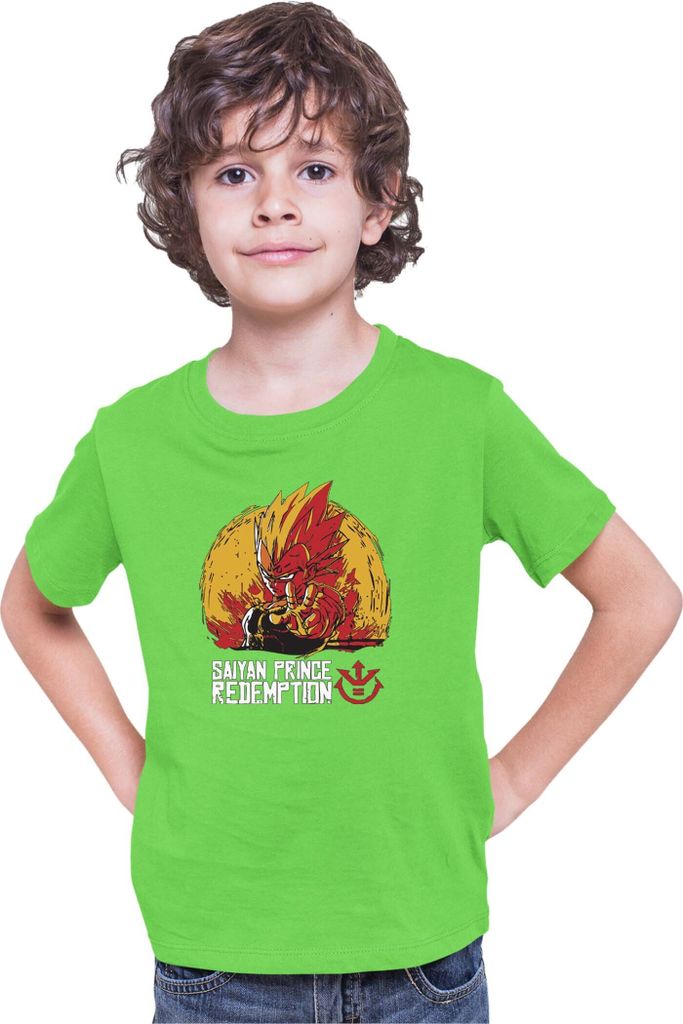 Kinder T-Shirt Dragon Anime Manga Ball Z Vegeta Prince, 12-13 Jahr - 152 / Lime