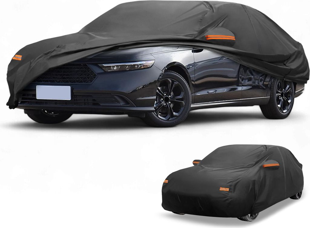 Autoabdeckung Wasserdicht Alle Wetter Automobil Au?en Anti-UV Sonnenregen Schutz Vollabdeckung fš¹r Honda Accord Limousine 190T-PU Schwarz mit Re...