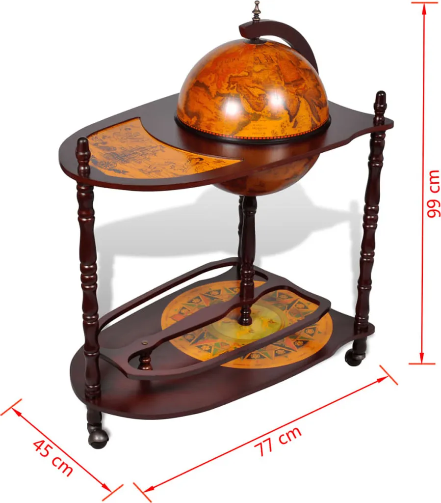 Table bar globe en bois d'eucalyptus avec rangement intérieur
