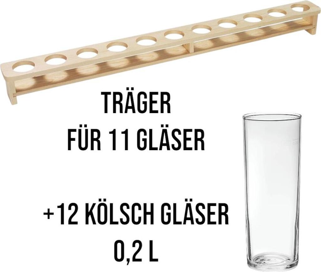 KESPER Bierglasträger + 12 Kölsch Gläser 0,2l Biermeter Produktbild 