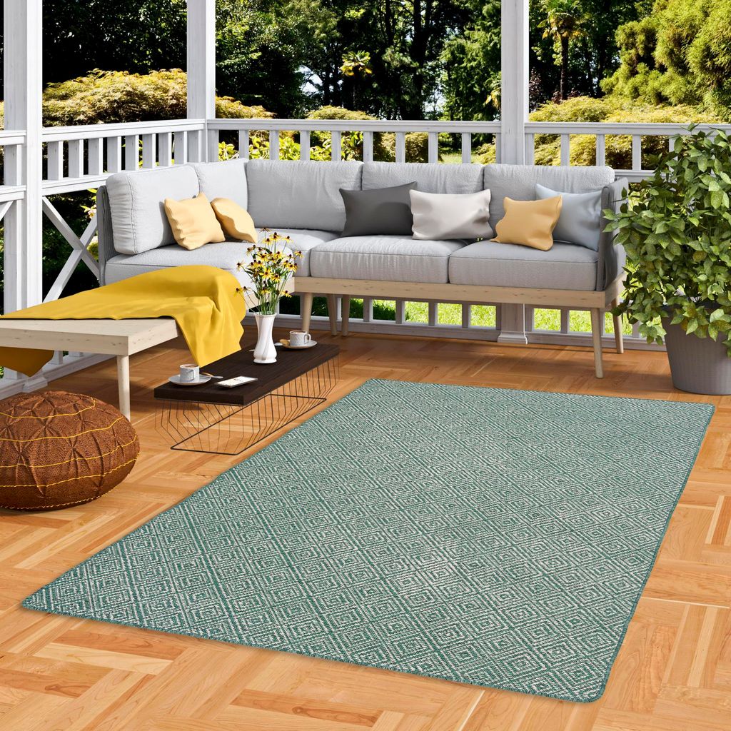 In- und Outdoor Teppich Beidseitig Newport Vintage Grün, Größe:80x160 cm