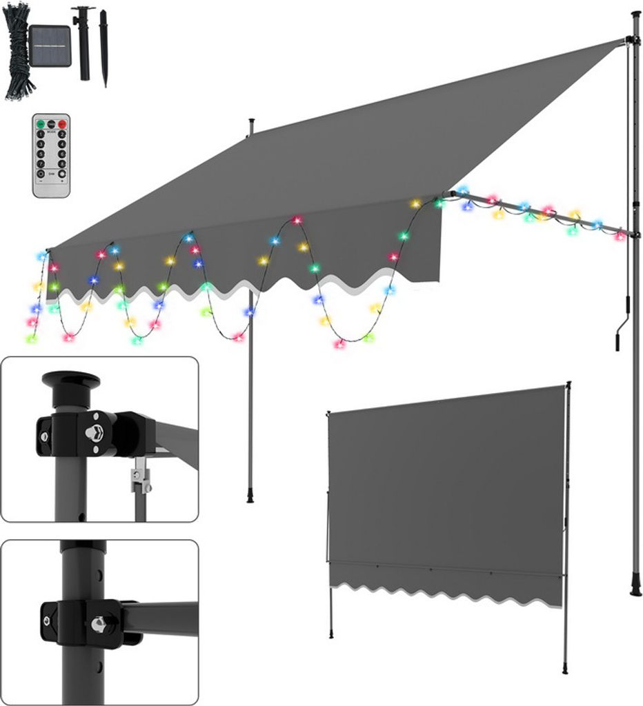 Jopassy Tenda da sole a morsetto con LED Tenda da sole per Immagine del prodotto 