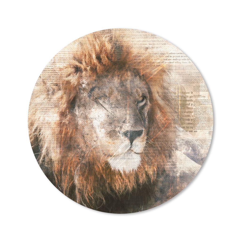 MuchoWow Mauspad Mousepad Löwe - Zeitung - Farben 20x20 cm - Mousepads - Maus Mat - Pad - Mausunterlage - Schreibtischmatte