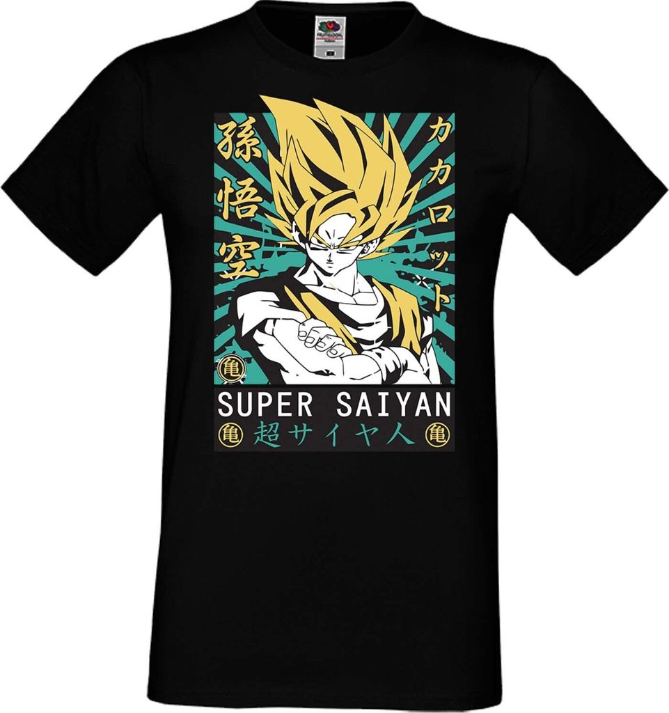 Herren T-Shirt Anime Manga Dragon Anime Manga Ball Z 15 Ssg, Man 2XL / Schwarz