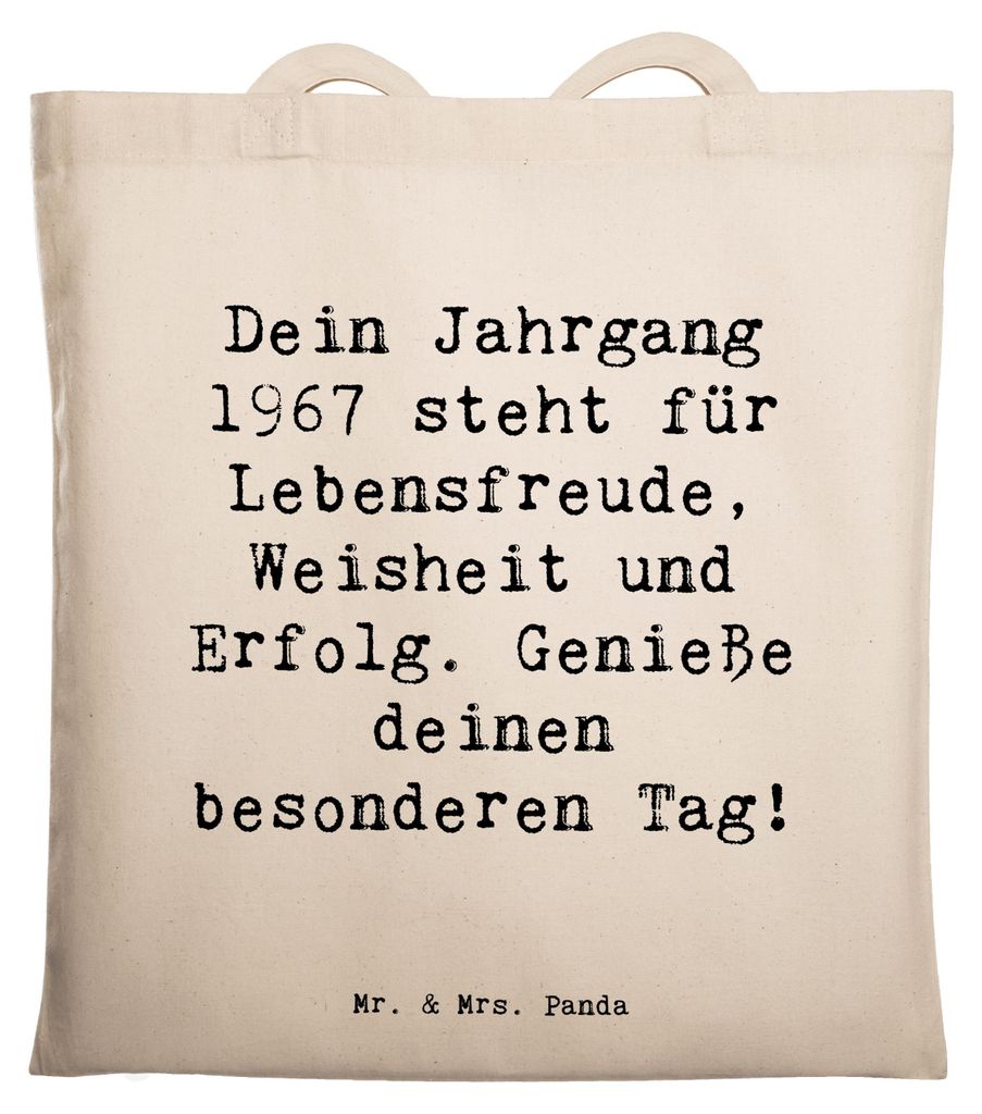 Mr. & Mrs. Panda Baumwollbeutel Spruch 1967 Geburtstag - Weiß - Geschenk, Lebensfreude, Magie, Erinnerungen, Tote Bag, festival tasche, Glückwuns...