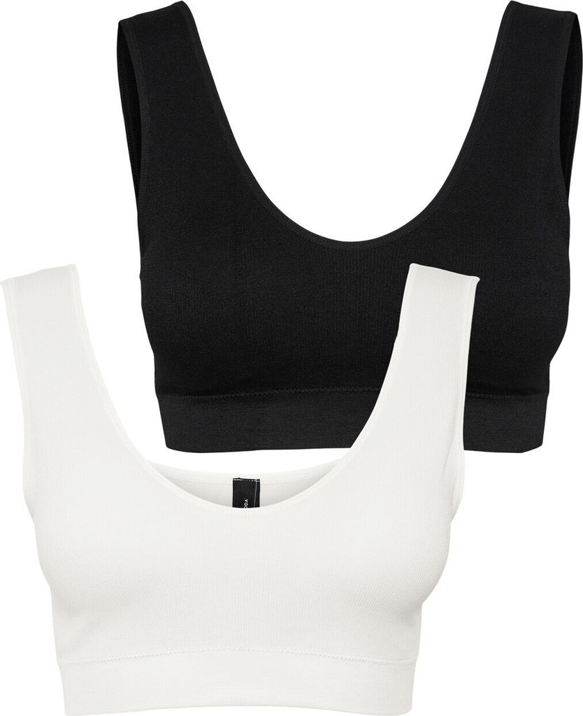 VERO MODA Bustier BH mit Cups 2-er Stück Pack ohne Bügel Ripp Soft Bra Top VMAGNES Größe: L-XL