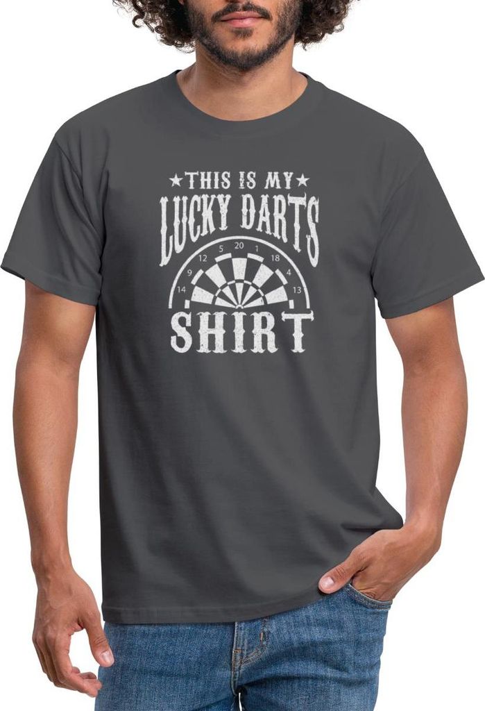 Spreadshirt This Is My Lucky Darts Shirt Fun Style Männer T-Shirt, XXL, Anthrazit