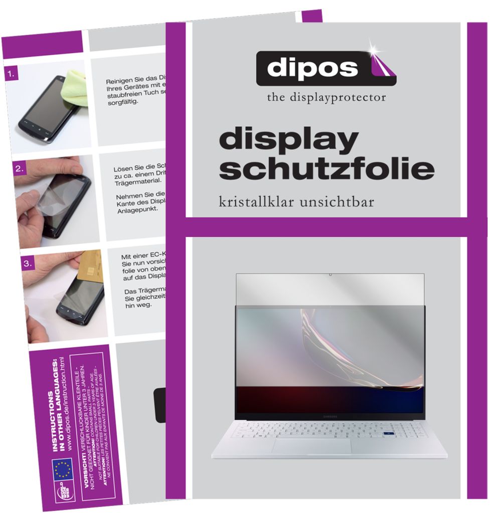 1x Schutzfolie für Samsung Galaxy Book Ion 15.6 Zoll klar Displayschutzfolie Folie Display Schutz dipos