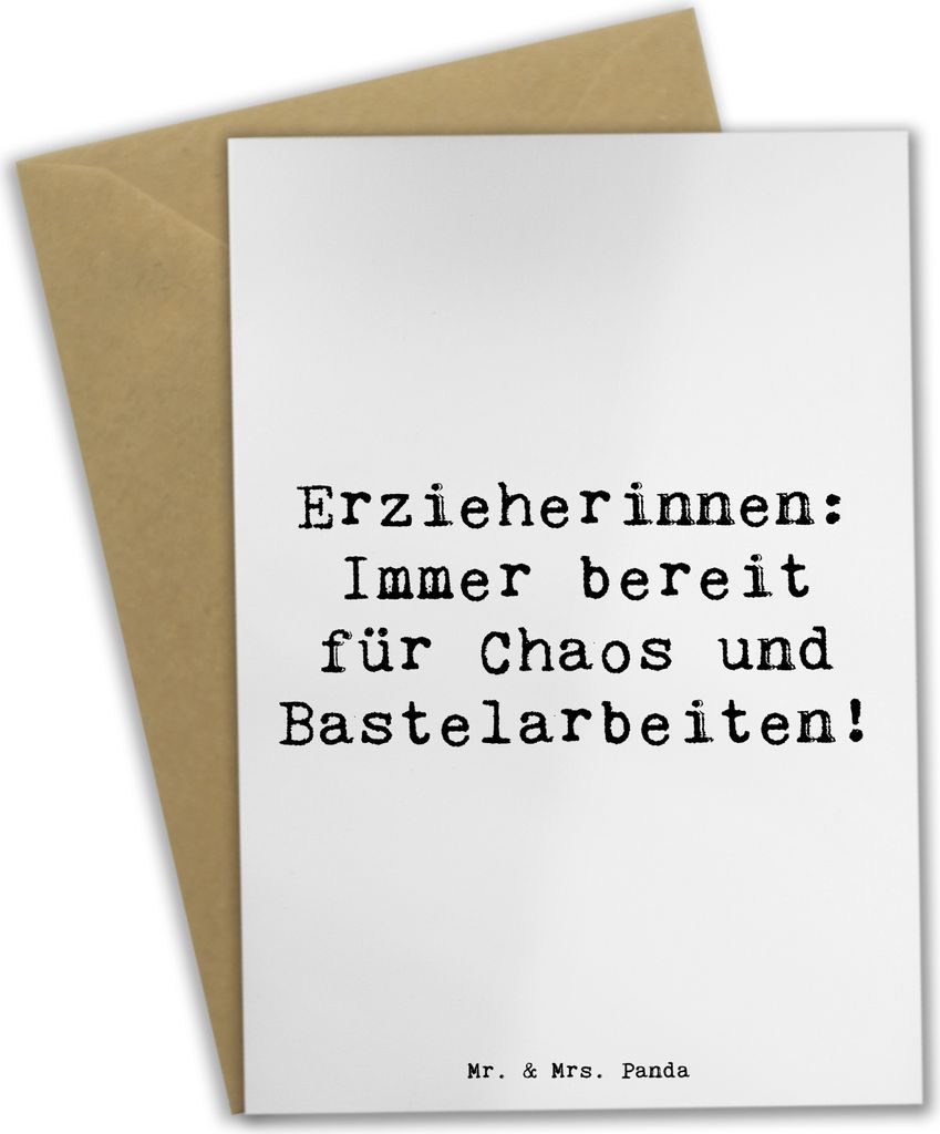 Mr. & Mrs. Panda valentinstagskarte Spruch Erzieherin Chaos - Weiß - Geschenk, Berufspassion, einladungskarten, hochzeitskarten, Grußkarten, Kita...