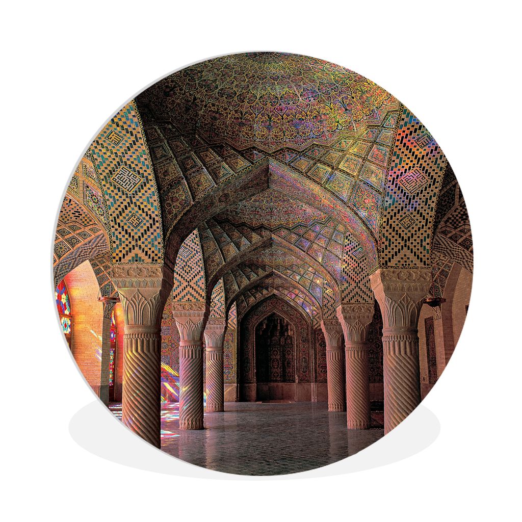 MuchoWow Rundes Wandbild - Runde Bilder Architektur - Farben - Stein - Gebäude - Regenbogen Ø 90 cm Kreis Wanddekoration Kunststoff - Wandkreis...