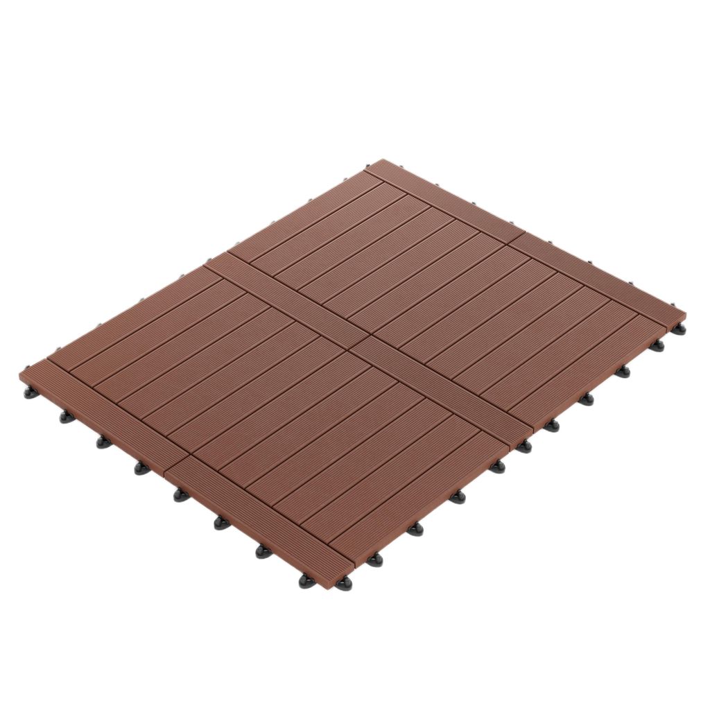 GUMI Terrassendielen Terrassenfliesen WPC Komposit 1 m² – Modulares System für Balkon und Terrasse | Montage ohne Werkzeug | Leiter | Kastanien...