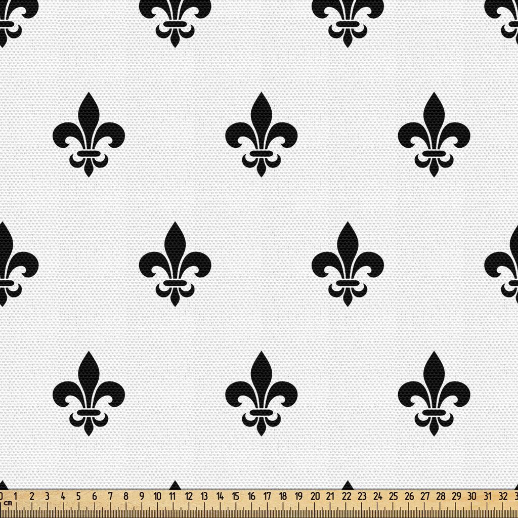 ABAKUHAUS Fleur De Lis Gewebe als Meterware, Spitzenblätter mit einfarbigem Design Abstract Classical Ornamental Pattern, 2 M (148 x 200 cm), Wei...