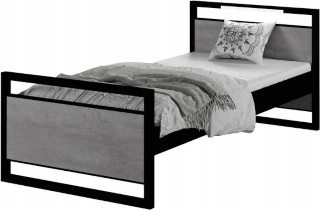 Jugendbett aus Metall LOFT LED 200x90 Hell Alterier Beton