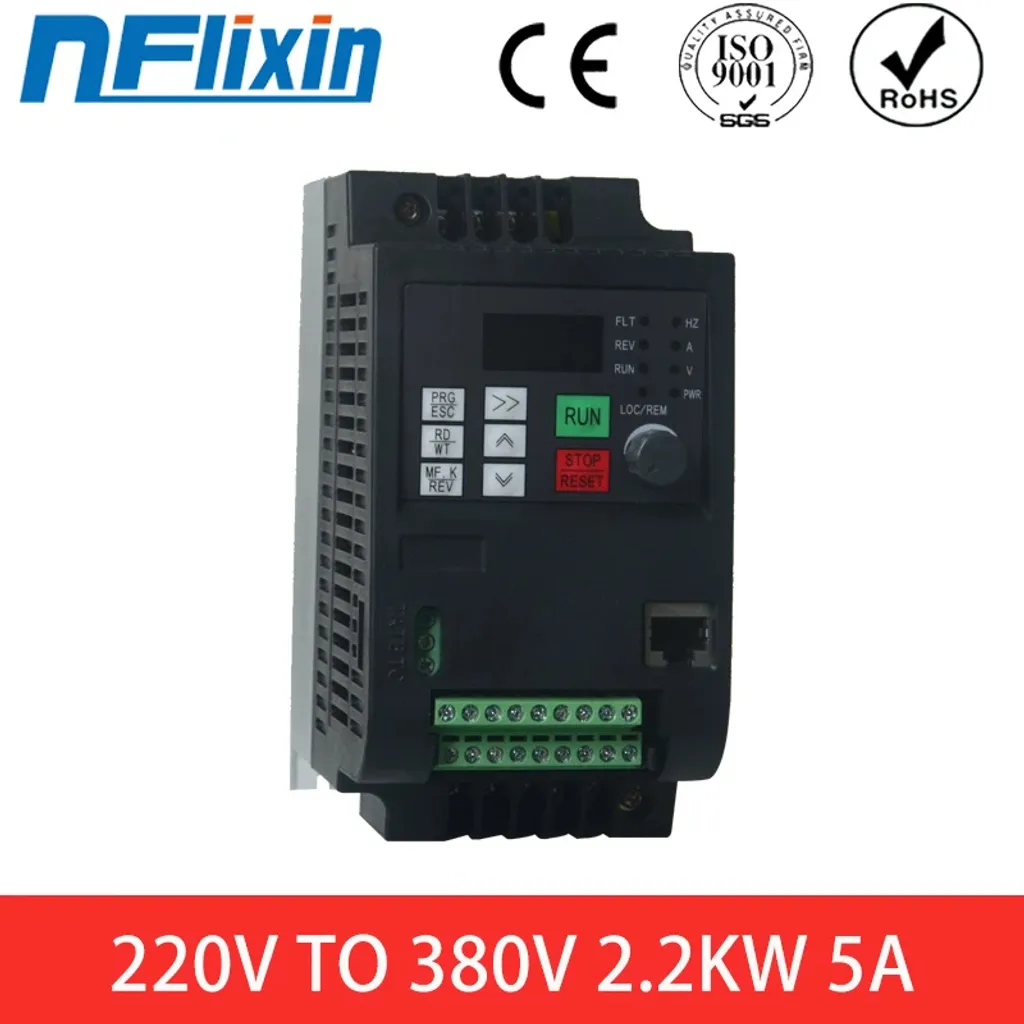 Convertisseur de fréquence VFD 220V 380V avec régulation 2.5A à 25A