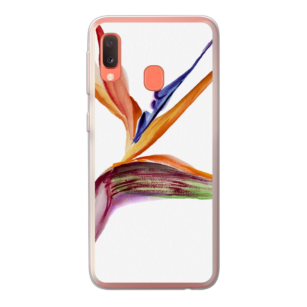 MuchoWow Handyhülle Schutzhülle Hülle für Samsung Galaxy A20e Strelitzia - Aquarell - Blumen Silikon Softcase Handy Hülle - Abdeckung