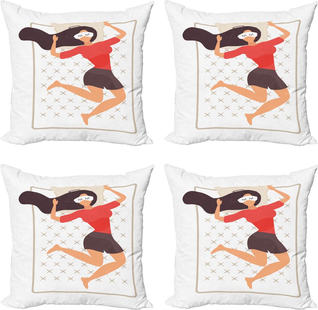 ABAKUHAUS Hipster Kissenbezug Set (4 Stück), Dornröschen Frau, Moderner Doppelseitiger Digitaldruck, 45 cm x 45 cm, Mehrfarbig