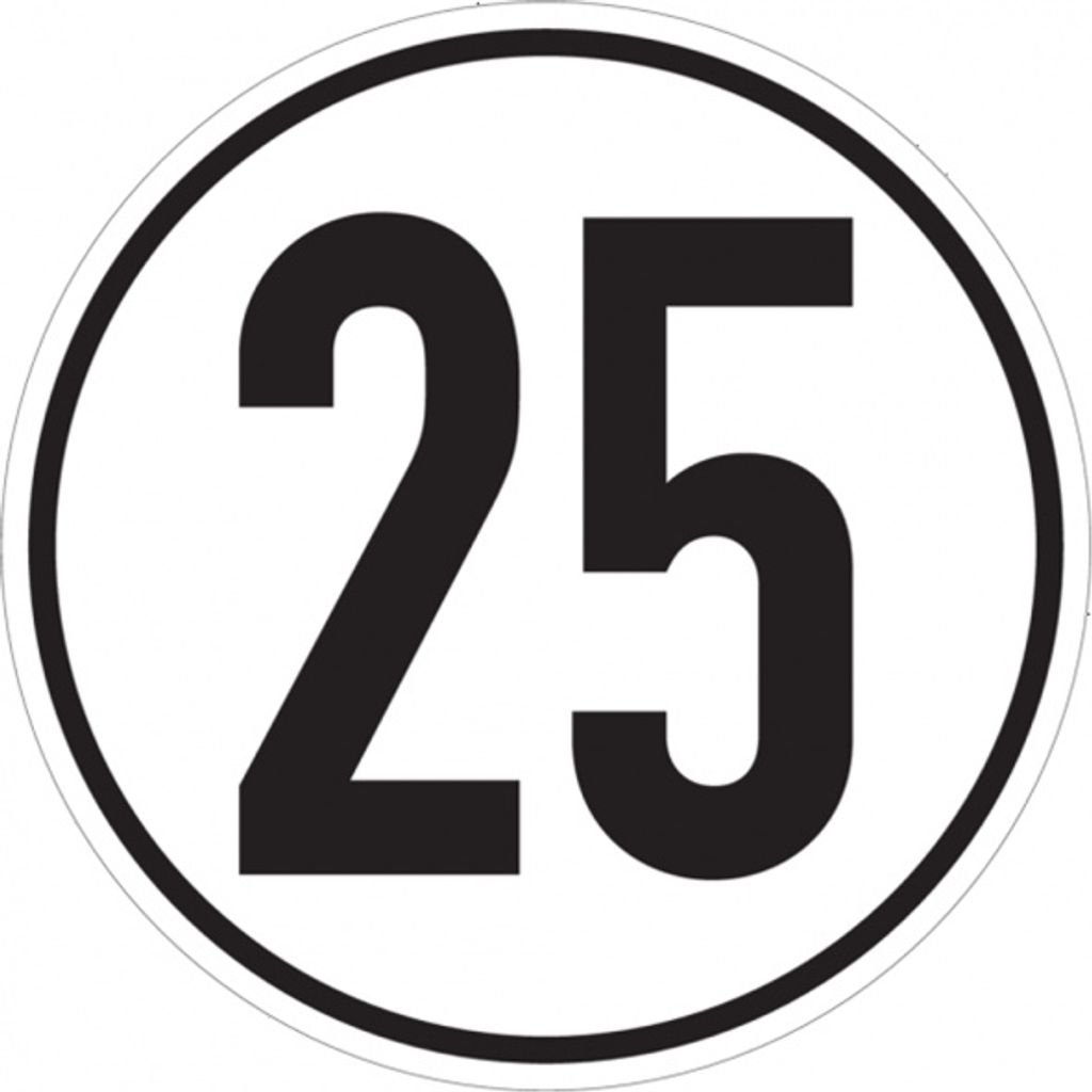 Schild Geschwindigkeitsschild 25 km/h Alu geprägt 20 cm Produktbild 