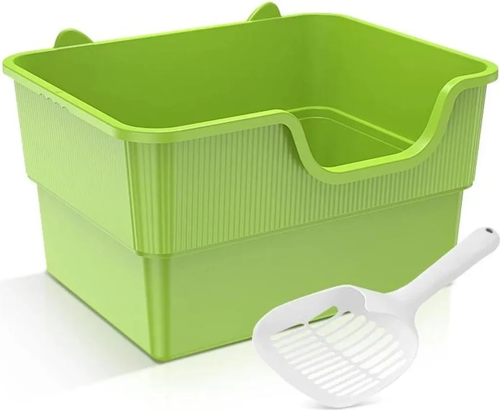 Bac à litière XL Cura Lite semi-ouvert - Plastique robuste vert 50x38cm