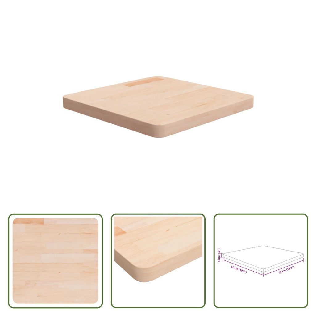 The Living Store Tischplatte Quadratisch 50x50x4 cm Eichenholz Unbehandelt