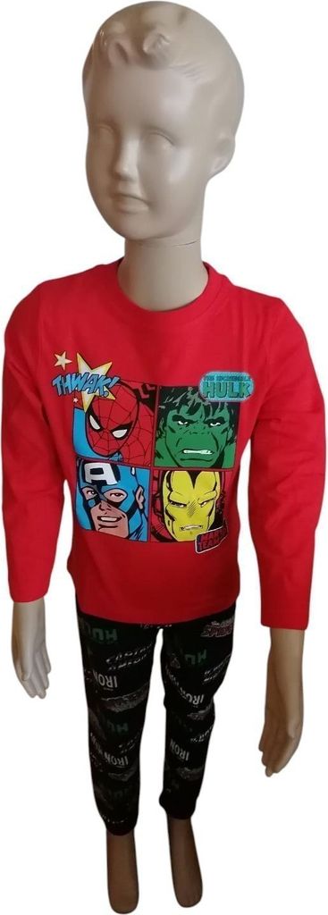 Jungen Pyjama Marvel „THWAK!“ | Langarm & lange Hose | rot,122