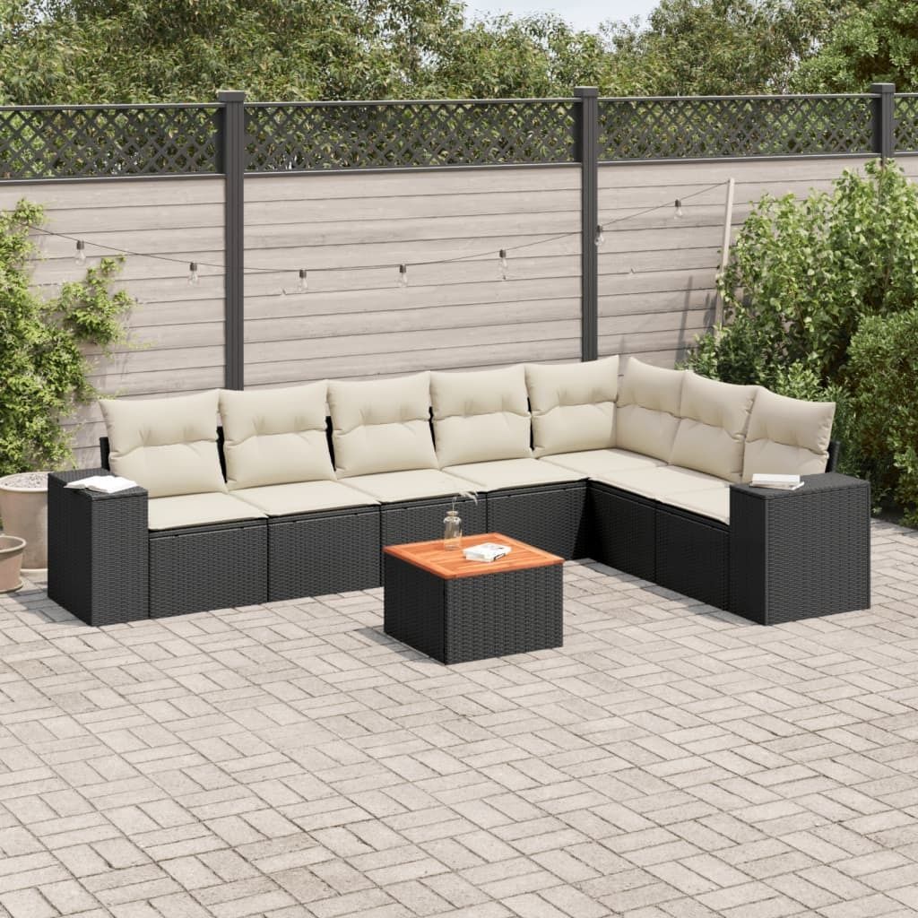 Maison Exclusive - 8-tlg. Garten-Sofagarnitur mit Kissen Schwarz Poly Rattan