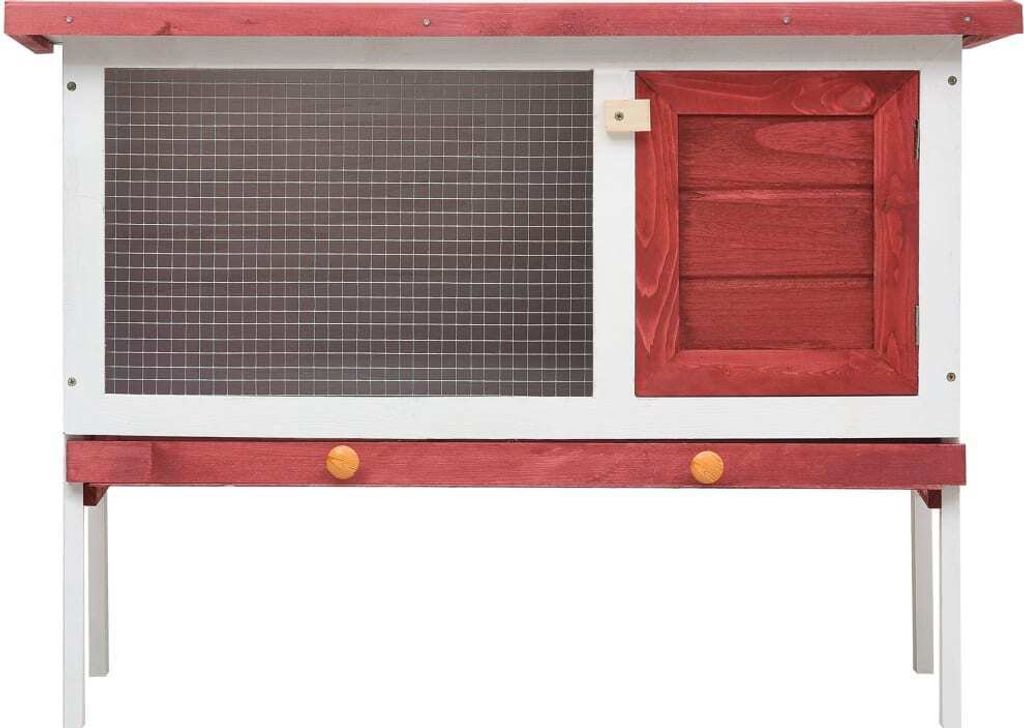 Hochwertigen Möbel Kleintier-Ställe - Rot Kaninchenstall 1 Ebene Rot Holz NEU3493748