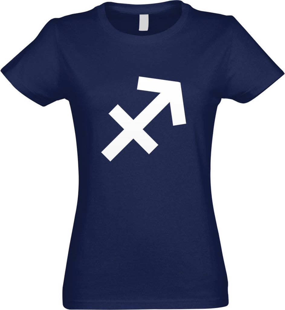 Kiwistar - T-Shirt tailliert - Damen - Navy - Schütze Sternzeichen - mit Motiv Bedruckt - Funshirt Design - Sport - Freizeit - Damen - L
