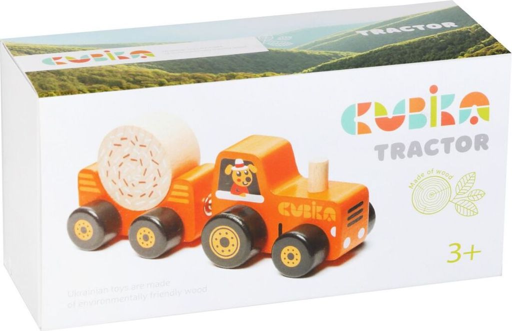 CUBIKA Traktor mit Anhängerkupplung - Holzpuzzle mit Magnet Produktbild 