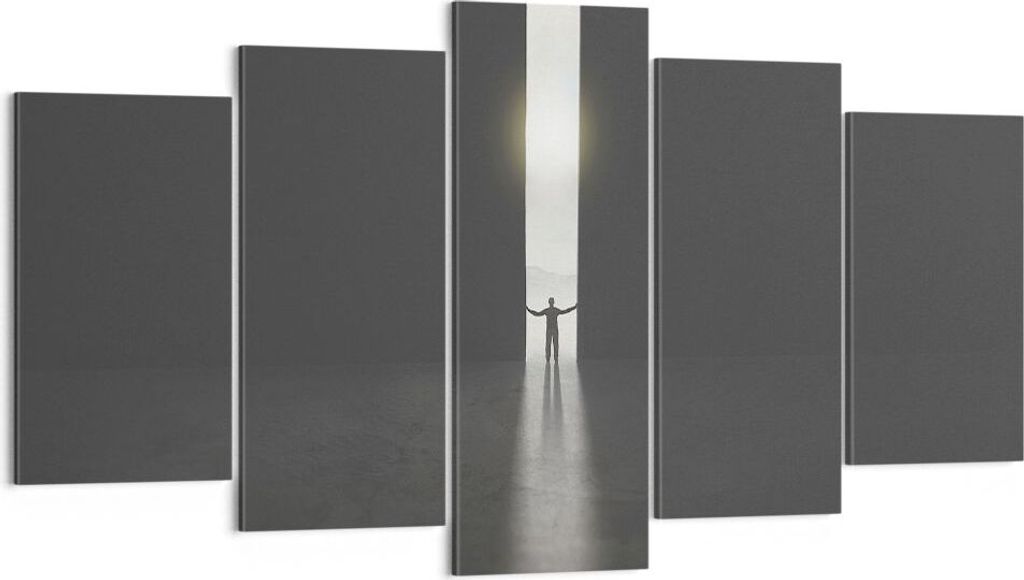 Bild auf Leinwand - Leinwandbild - 5 Teile - Tor Mensch Licht - 160x85cm - Wand Bild - Wanddeko - Wandbilder - Leinwanddruck - Bilder - Wanddekorat...
