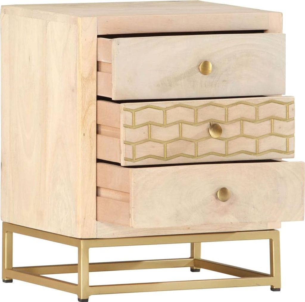 vidaXL Nachttisch Golden 40x30x50 cm Massivholz Mango