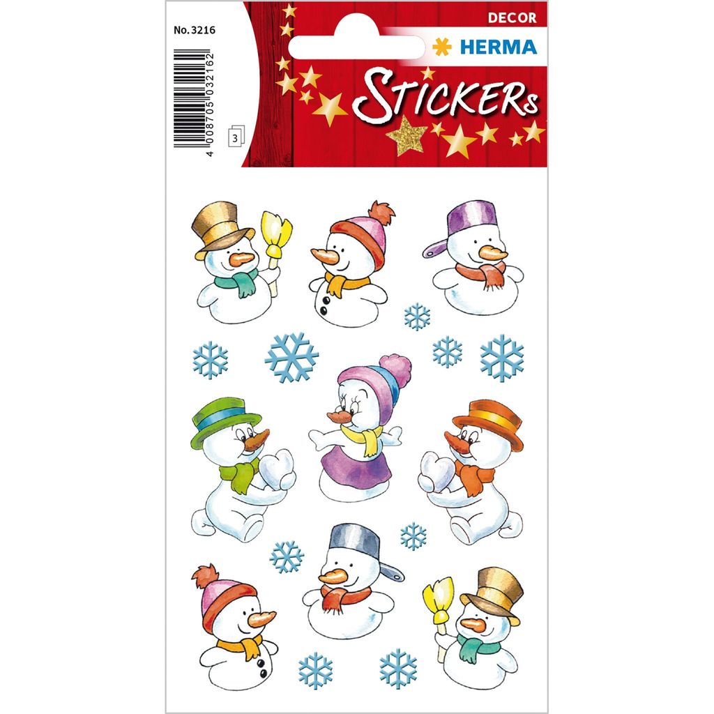 HERMA Weihnachts Sticker DECOR "Schneemänner" 3 Blatt à 18 Produktbild 