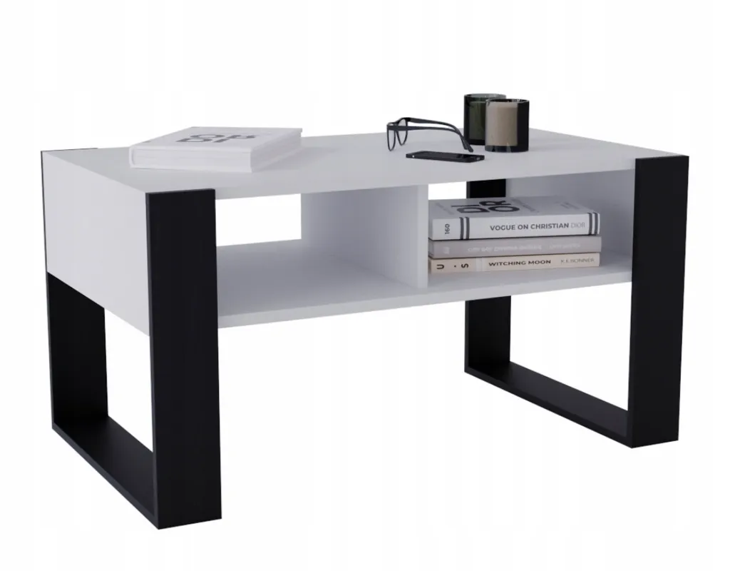 Table de salon blanche 95 cm - Grand bout de canapé et table d'appoint