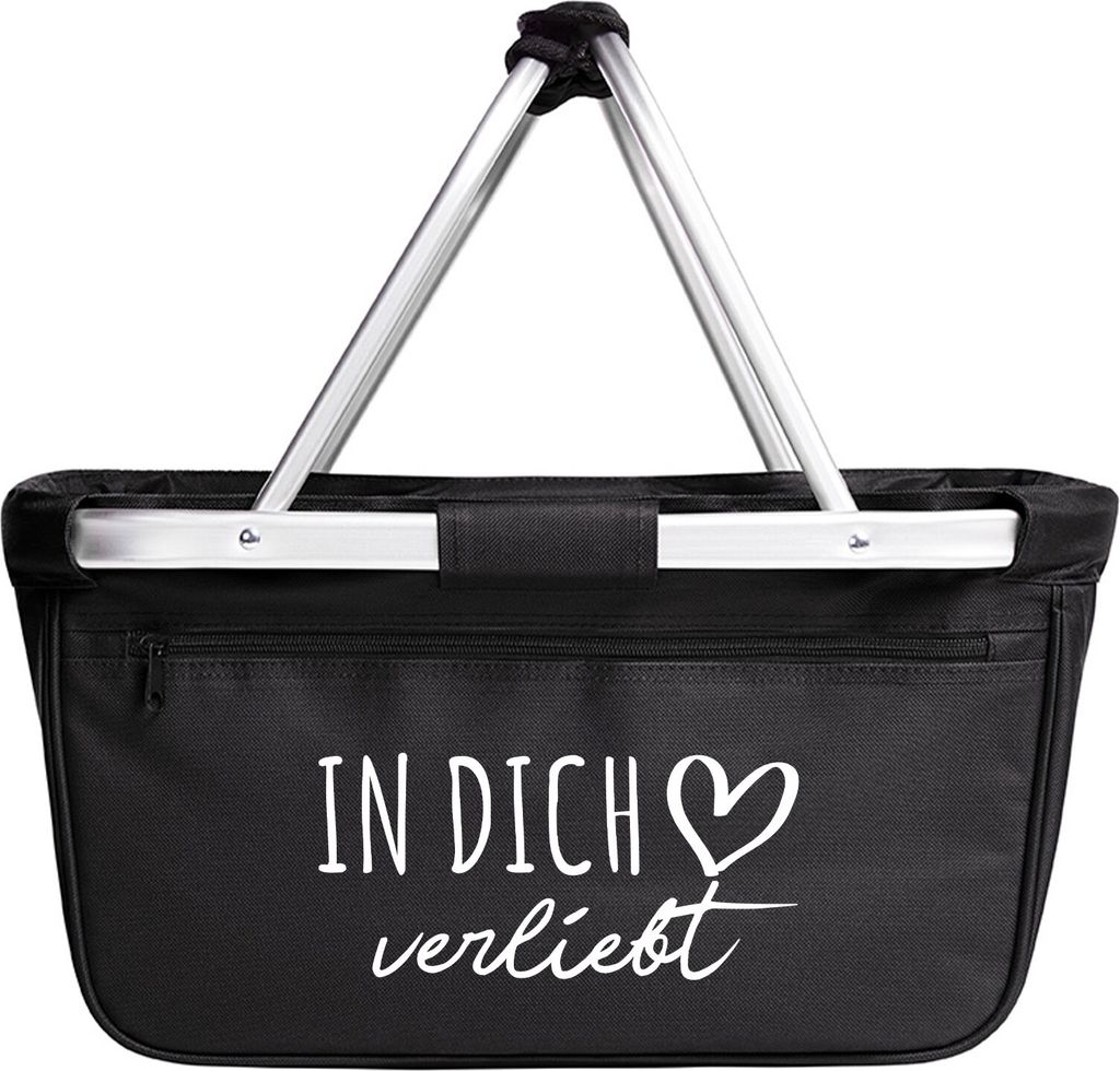 Huuraa Einkaufskorb In dich verliebt 20 Liter Black faltbarer Tragekorb Geschenkidee
