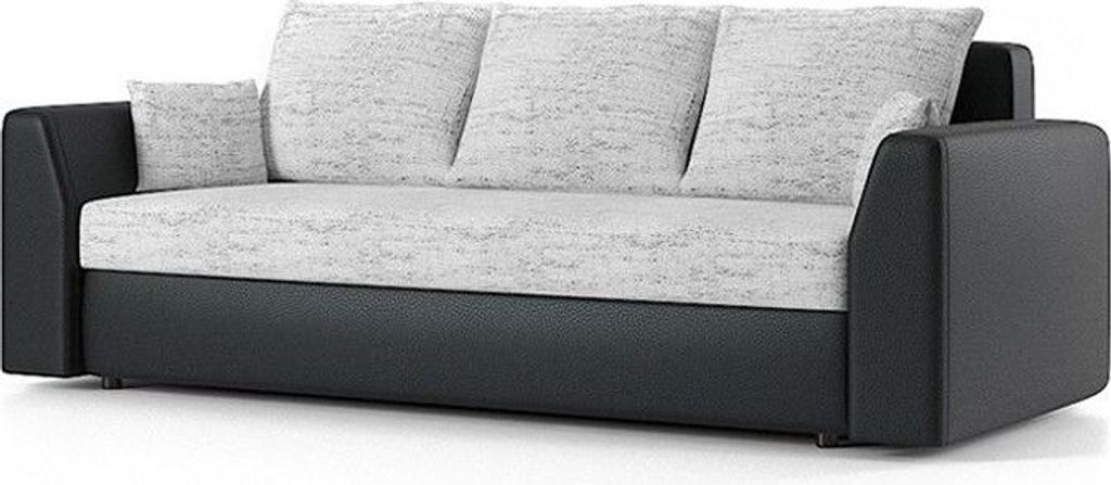 Schlafcouch mit Bettkasten Couch PAUL mit Schlaffunktion Grau&Schwarz