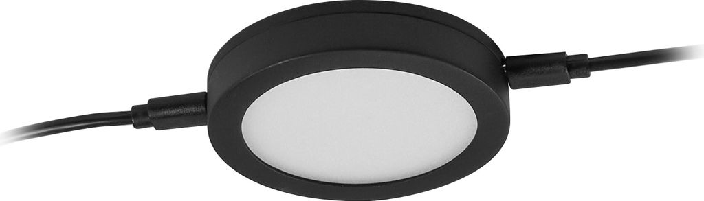 OSRAM Flexus Spot Unterschrankleuchte 9,8W, 580lm, CCT 2700-5000K, dimmbar, Schwarz, ABS, Sensor, rund 75mm