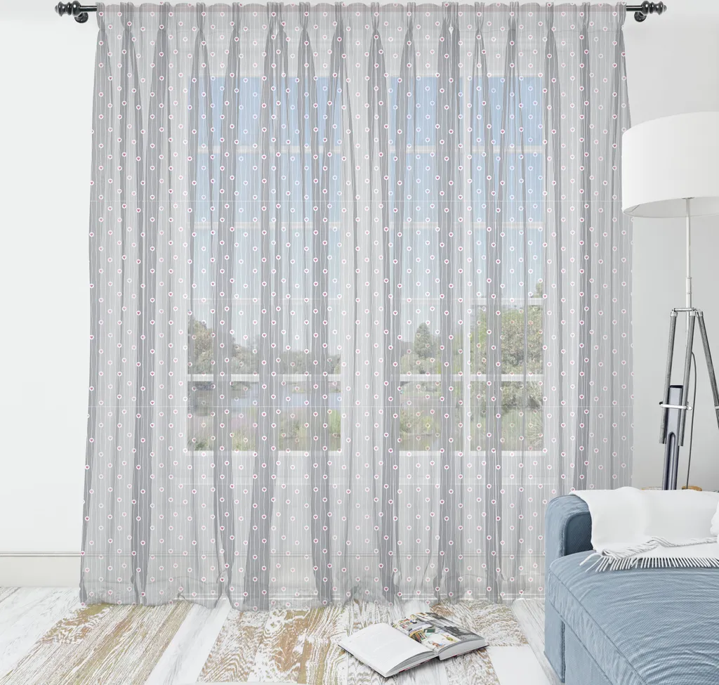 Arazzo Gigante ABAKUHAUS 240x274 - Cuori Amore Grigio Fucsia