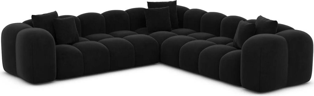 Samtstoff Ecksofa Valora Schwarz