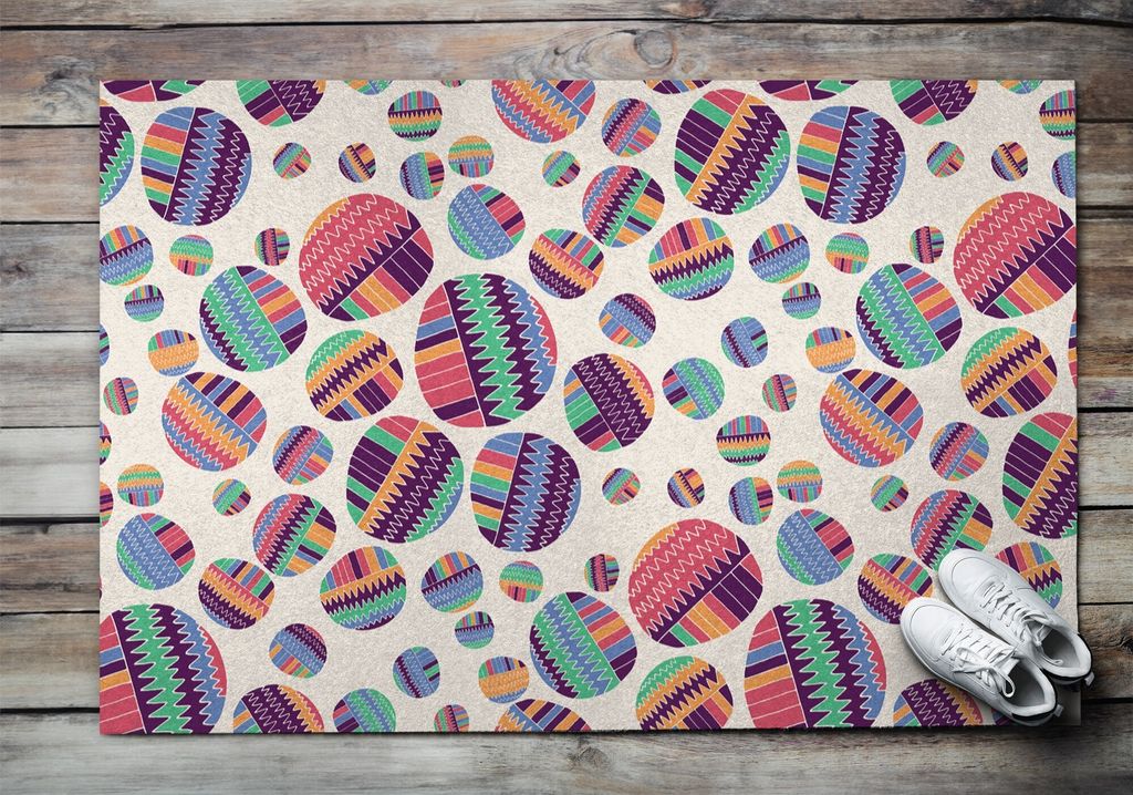 Fußmatte Aussen - Schuhmatte Haustür- Schmutzfangmatte Türvorleger - Outdoor Teppich Schmutzfänger - 150x100 cm - Abstraktion von bunten Rädern