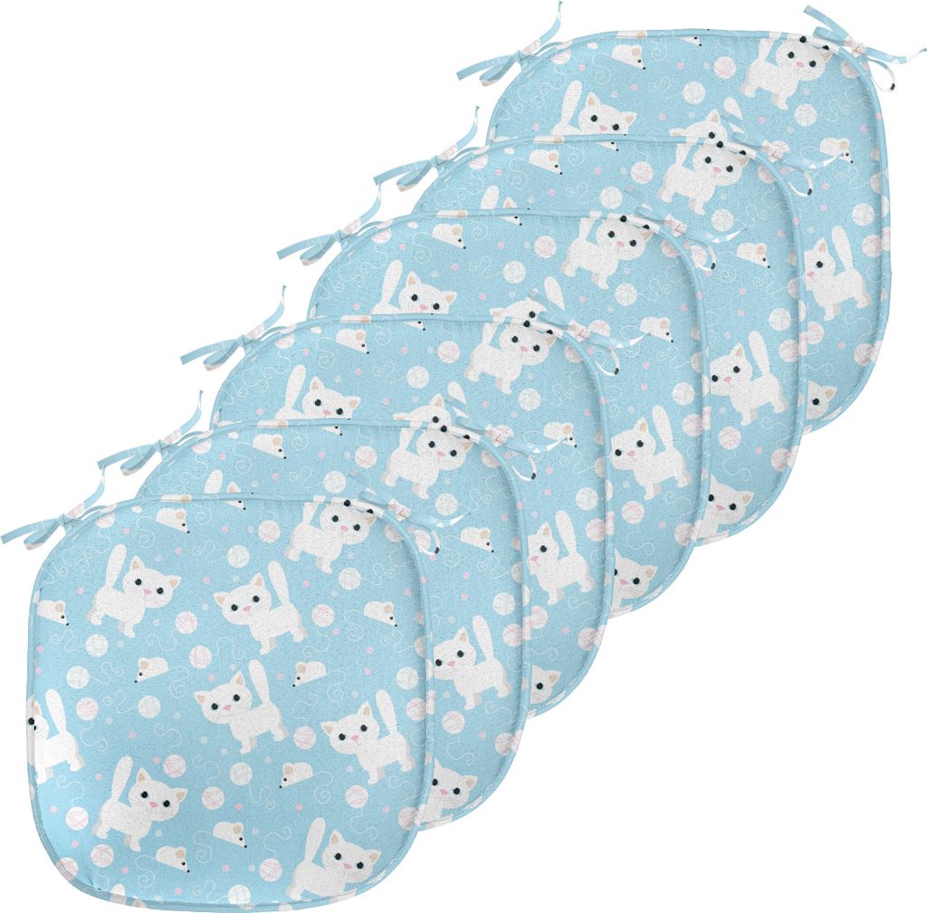 ABAKUHAUS Baby Polster für Esszimmerstühle, Amüsant Katze mit Garn, Dekoratives wasserfestes Kissen mit Riemen für Küchensitze, 40 cm x 40 cm-...