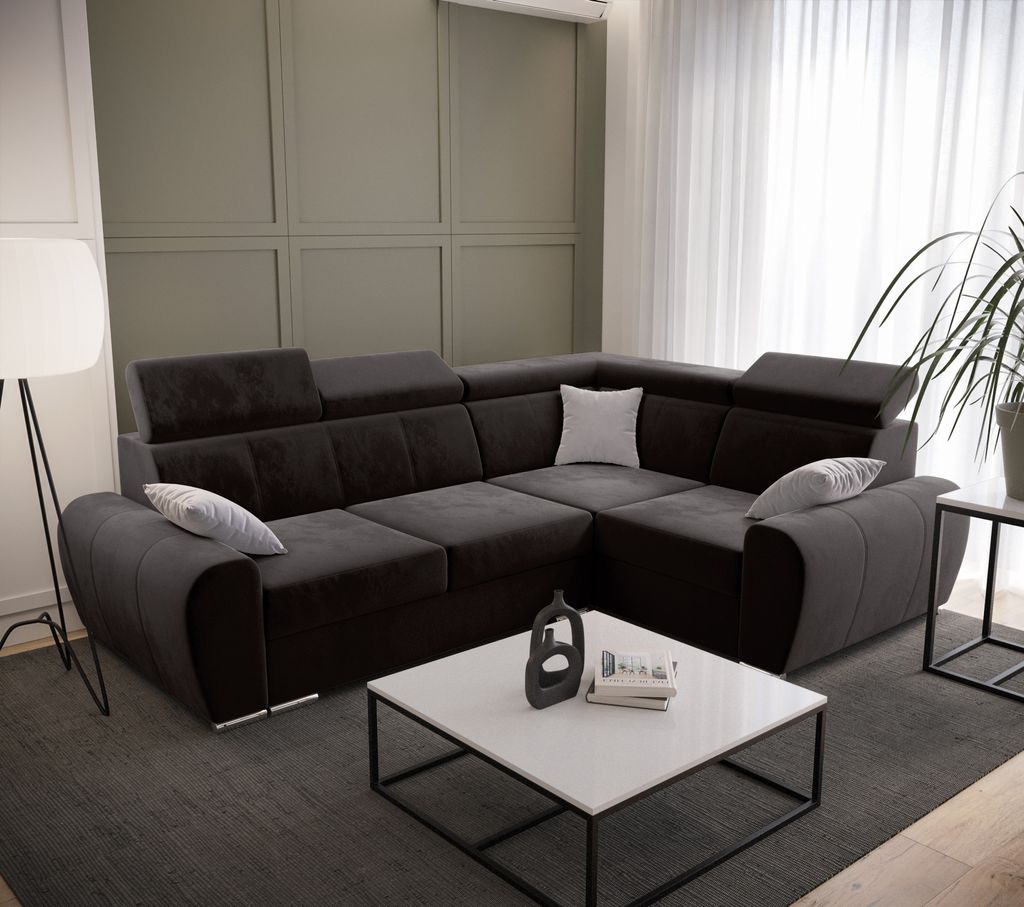 Ecksofa 255 cm Rechte Seite Helles Graphit Monolith 97 Apollo KN08