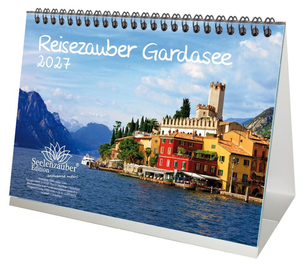Reisezauber Gardasee DIN A5 Tischkalender für 2027 Urlaub Mediterran Italien - Seelenzauber