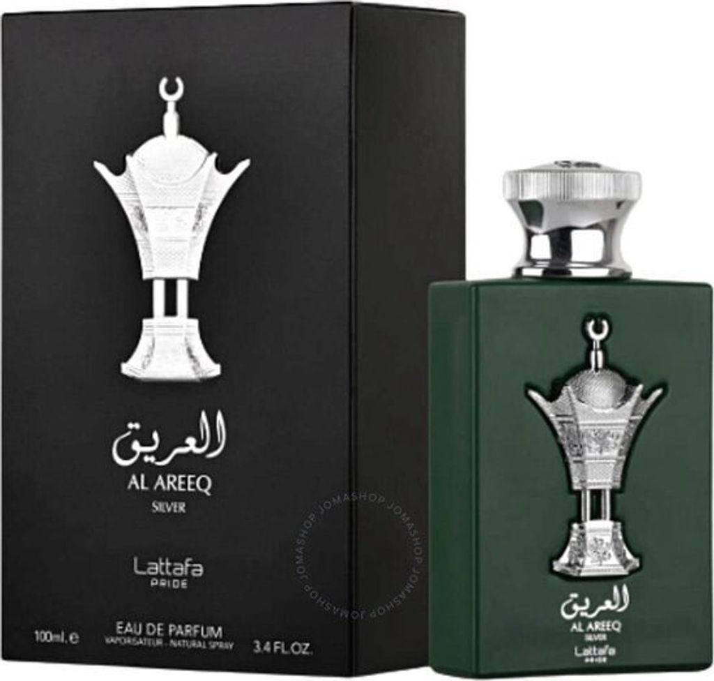 A product shot of a perfume bottle and its packaging.