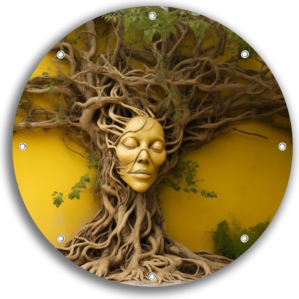 Wallario rundes Outdoor-Poster für Garten oder Balkon, Motiv Mutter Natur, 30 cm Durchmesser