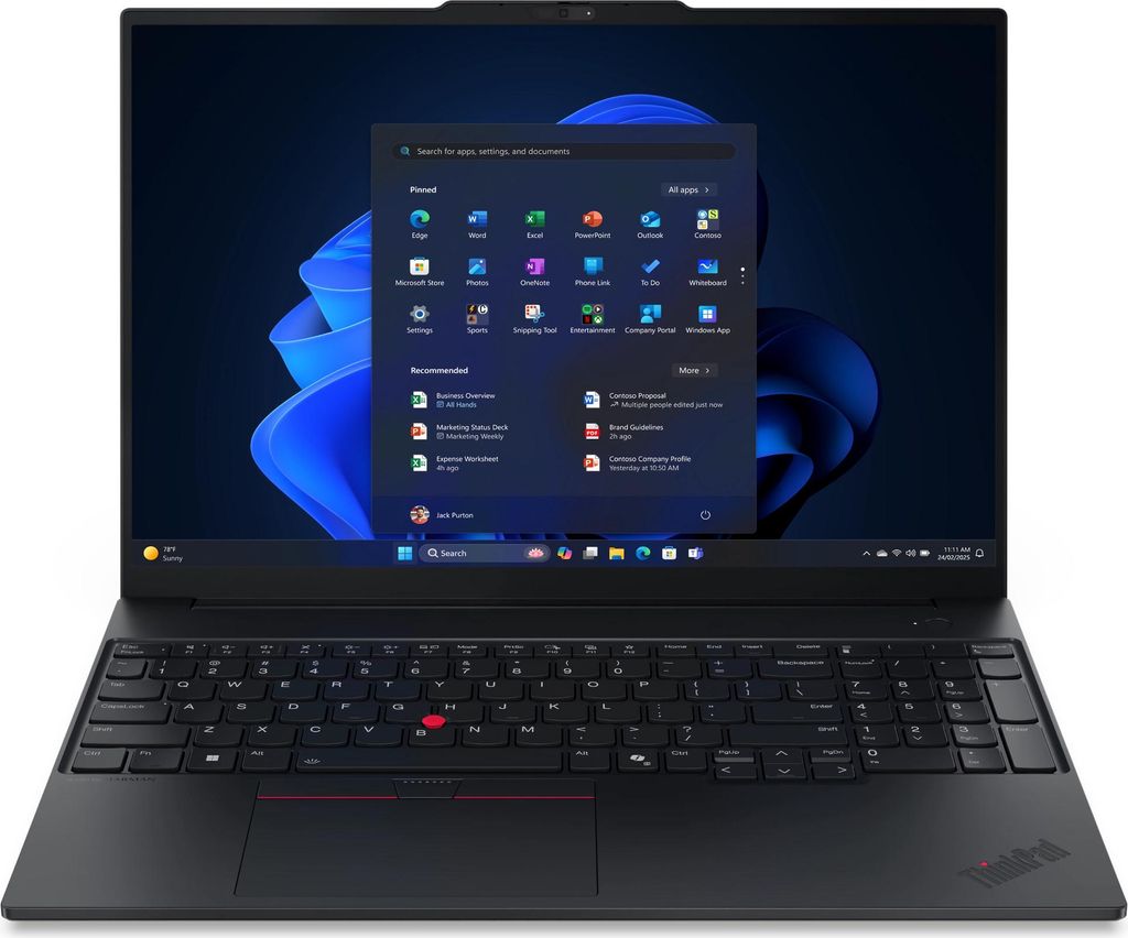 Lenovo ThinkPad E16 G3 (Black, 16" WUXGA, AMD Ryzen 7 250, 16 GB RAM, 1 TB SSD) mit Windows 11 Pro